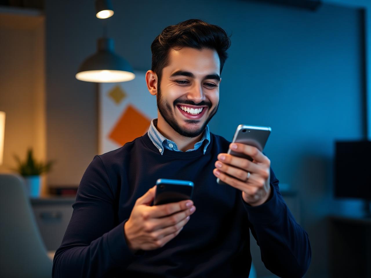 Executivo Loovi trabalhando e vendendo seguro auto pelo celular em home office